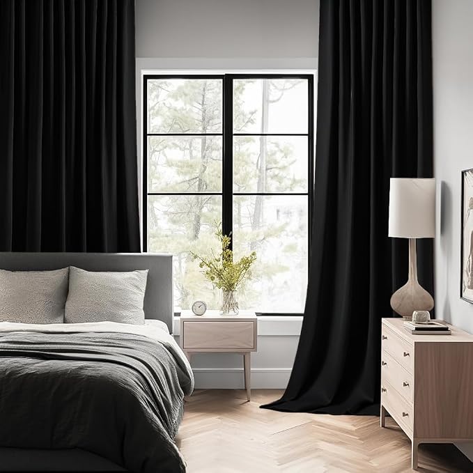 MIULEE Black Back Tab Blackout Curtains 95 Inch Length 2 Panels Set - Image 2
