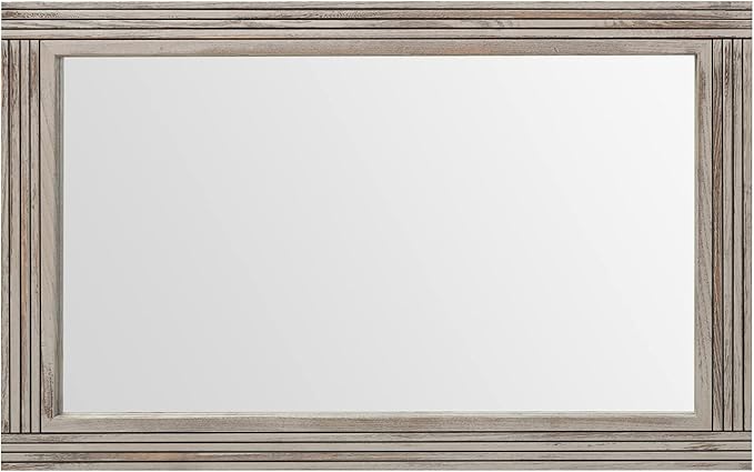 YOSHOOT Hand-Made Wooden Spliced Wall Mirror for Bathroom, Rustic Farmhouse Vanity Mirror, Décor Wall Art, Solid Wood Frame, Vertical or Horizontal Hanging, 60" x 30", Grey