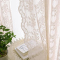YJ YANJUN Vintage Lace Curtains 72 inchLength Romantic Flowers Sheer Pink Lacy by YJYANJUN