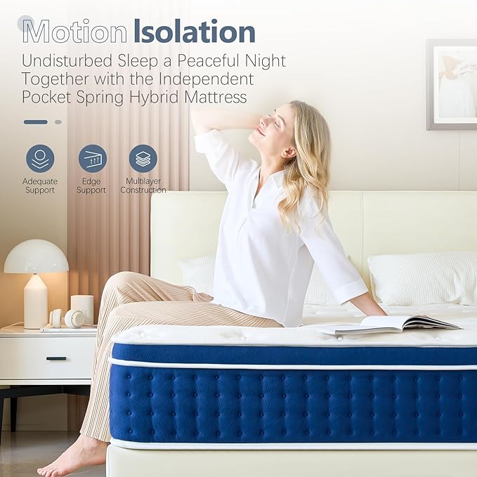 Queen Mattress, 14 Inch Queen Size Hybrid Mattress in a Box, Gel Memory Foam and Pocket Coils Innerpring Mattresses with Ergonomic Design, Cooler Sleep with Pressure Relief and Support, 60"*80"*14"