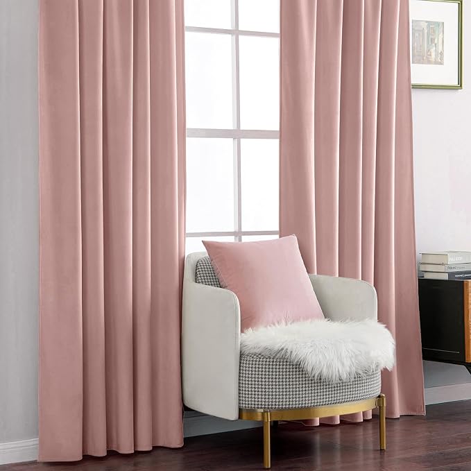 MIULEE Baby Pink Velvet Curtains 84 inches - Image 7