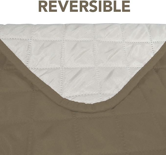 PureFit Reversible Sofa Cover Water Resistant Chair Couch Cover, Machine Washable Furniture Cover with Non-Slip Foam and Adjustable Strap for Dogs, Pets (Chair, Beige/Ivory)