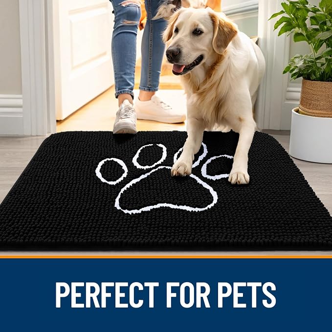 OLANLY Dog Door Mat for Muddy Paws 36x24, Paw Print Design, Absorbs Moisture - Image 6