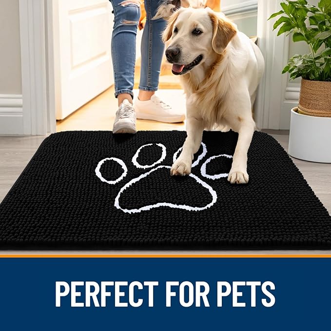OLANLY Dog Door Mat for Muddy Paws 47x24, Paw Print Design, Absorbs Moisture - Image 6