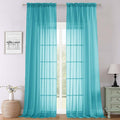 Lecloud Turquoise Sheer Curtains 108 Inches Long 2 Pcs, Rustic Farmhouse Dual by Lecloud
