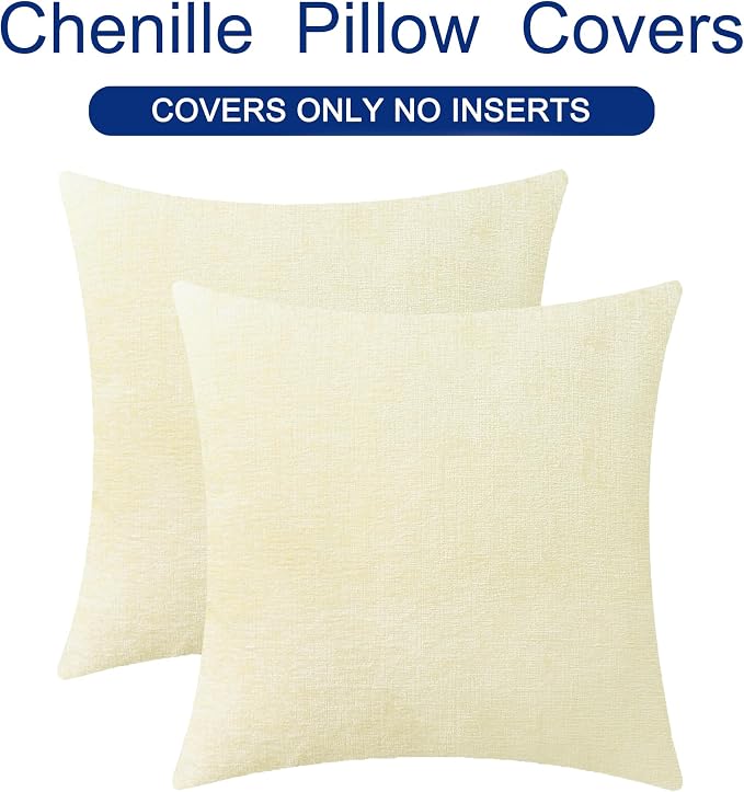 CaliTime Throw Pillow Covers Decorative 20 X 20 Inches Pack of 2 Cozy Chenille - Image 6
