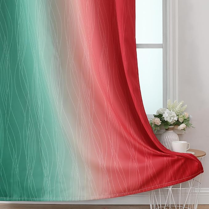Estelar Textiler Red and Green Blackout Curtains - Image 6