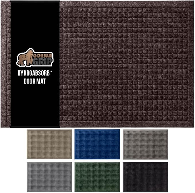 GORILLA GRIP® Ultra Absorbent Front Door Mat Outside Entrance 35x23, Traps Dirt by GorillaGrip