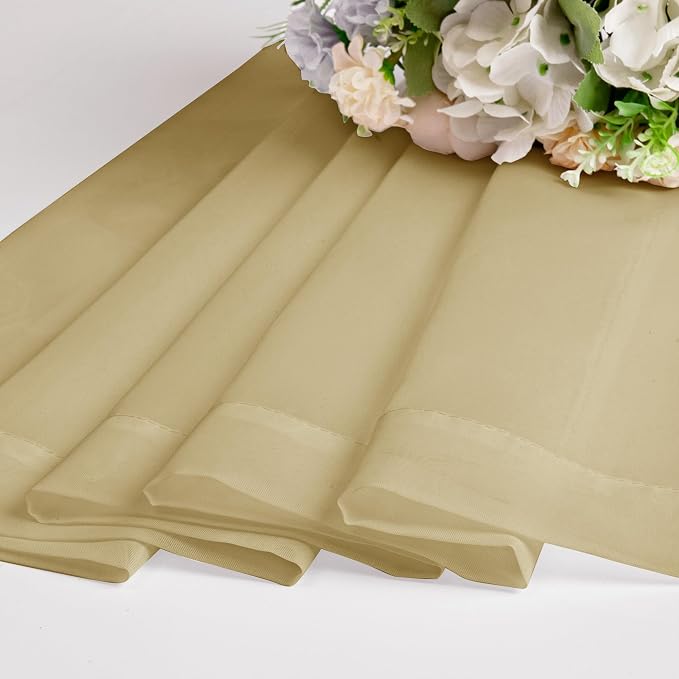 OWENIE Gold Sheer Curtains 72 Inches Long 2 Panels Set, Transparent Light - Image 6
