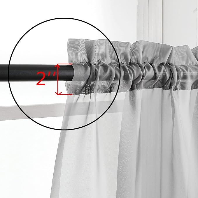 Aiyufeng 2 Piece Grey Short Sheer Curtains 45 Inch Length, Light Filtering - Image 5