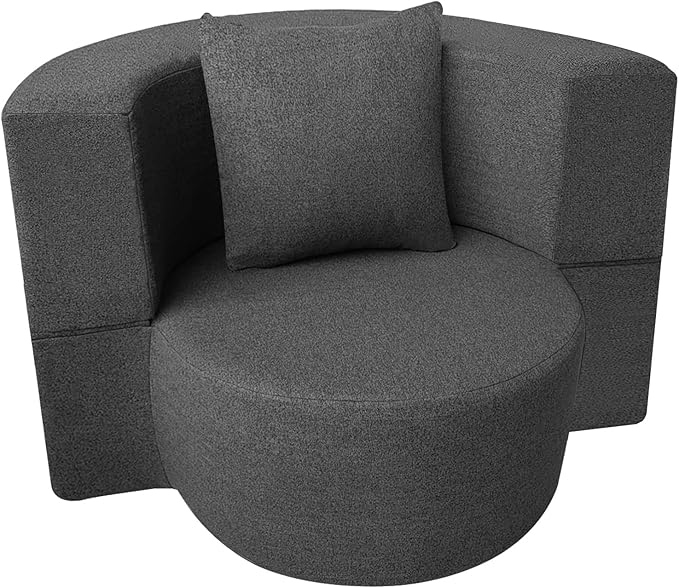 ANONER 12 Inch Modern Folding Sofa Memory Foam Fold Out Chair Sofa with Pillow, Lounge Chair Floor Futon Couch, Washable Cover