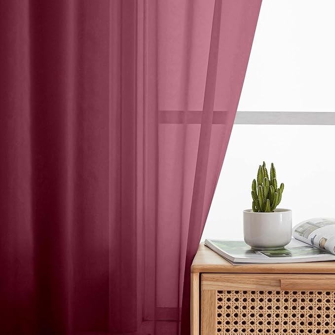 Cafe Curtains 36 Inch Length Tier 2 Pieces, Modern Soft Airy Sheer Kitchen - Image 6