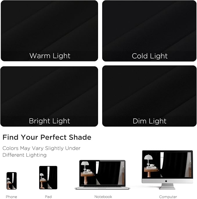 CUCRAF Black Blackout Curtains 45 inch Length 2 Panels Set, Rod Pocket Room - Image 4