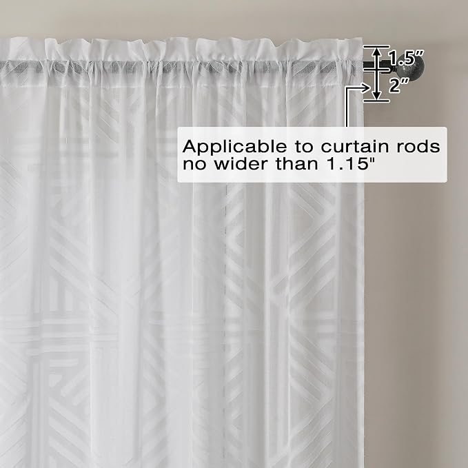 Simplebrand Semi Sheer White Curtains 96 Inches Long 2 Panels, Light Filtering - Image 5
