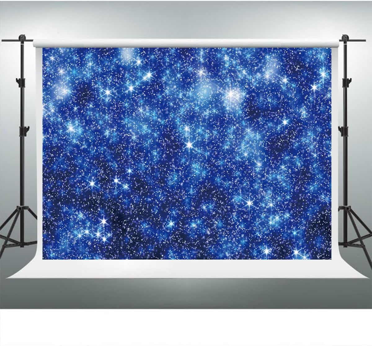 YongFoto Blue Glitter Backdrop 15x10ft Silver Light Spots Navy Blue Sequin Bokeh Photography Background Birthday Bridal Shower Wedding Photography Background Party Banner Decor Portraits Photoshoot
