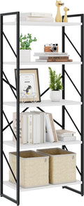 Bookshelf, 5 Tier Bookshelves, Home Office Bookcase Shelf Storage Organizer, Free Standing Storage Shelving Unit for Bedroom, Living Room and Home Office,White