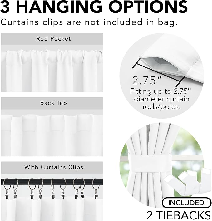 Deconovo Total Blackout Curtains 2 Panels W70 x L95— 100% Blackout, Thermal - Image 4