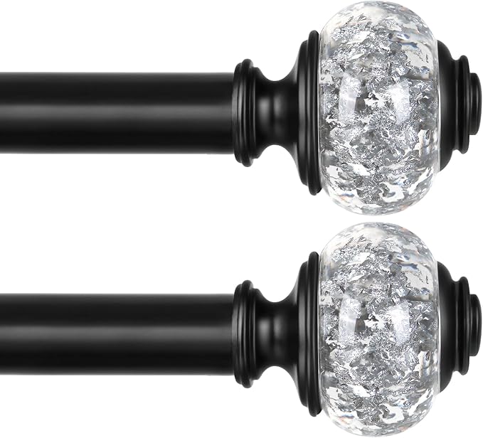 2 Pack Black Curtain Rods for Windows 48 to 84 Inch, USFOOK 7/8 Inch by USFOOK