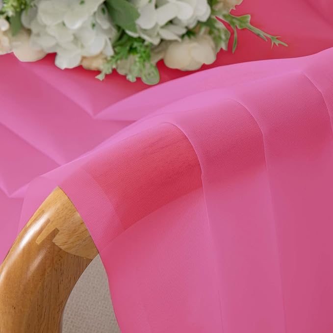 OWENIE Hot Pink Sheer Curtains 84 Inches Long - Image 6