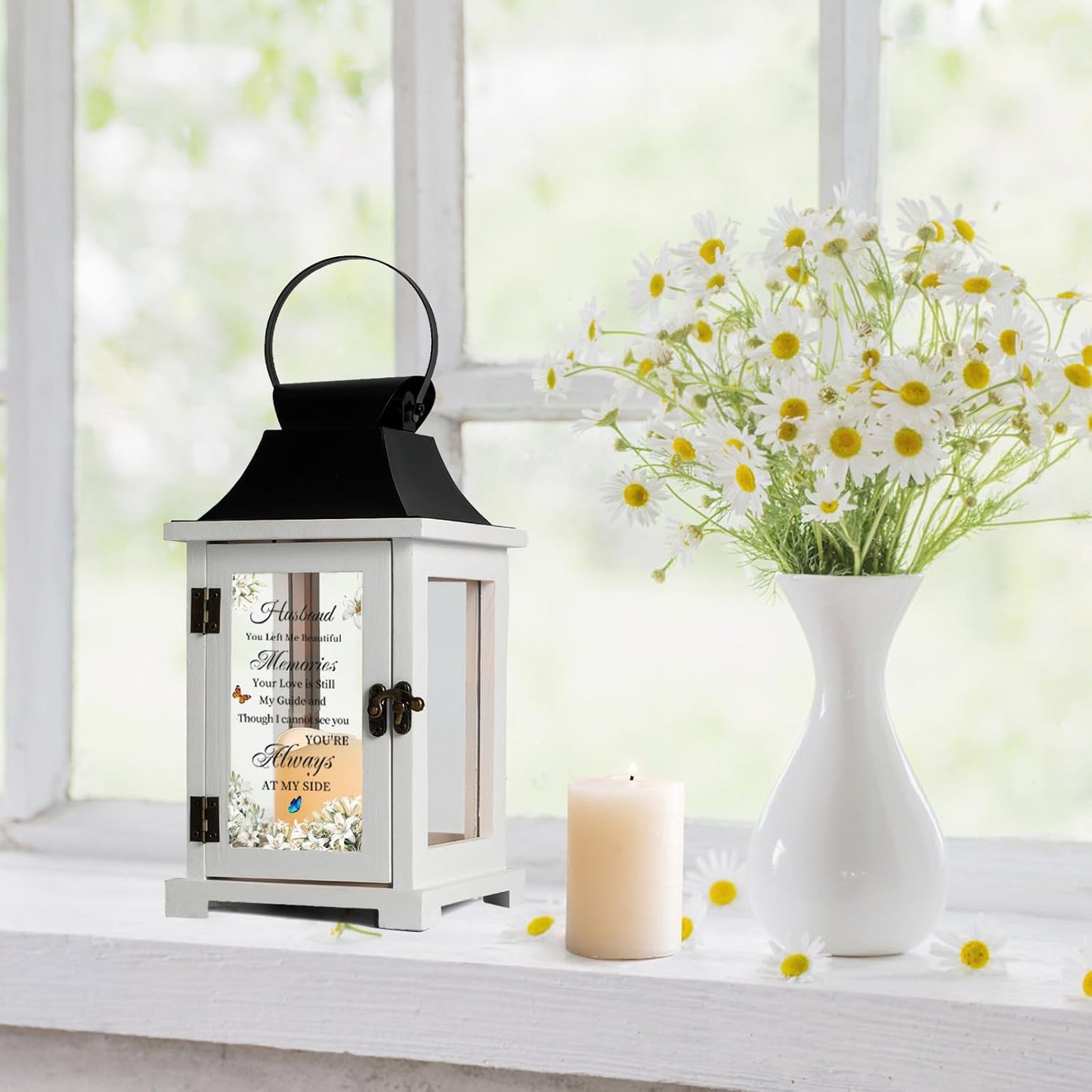 Memorial Lantern Bereavement Sympathy Gifts in Memory of Loved One Memorial Gifts for Loss of Husband Remembrance Gifts for Loss of Husband with LED Candle