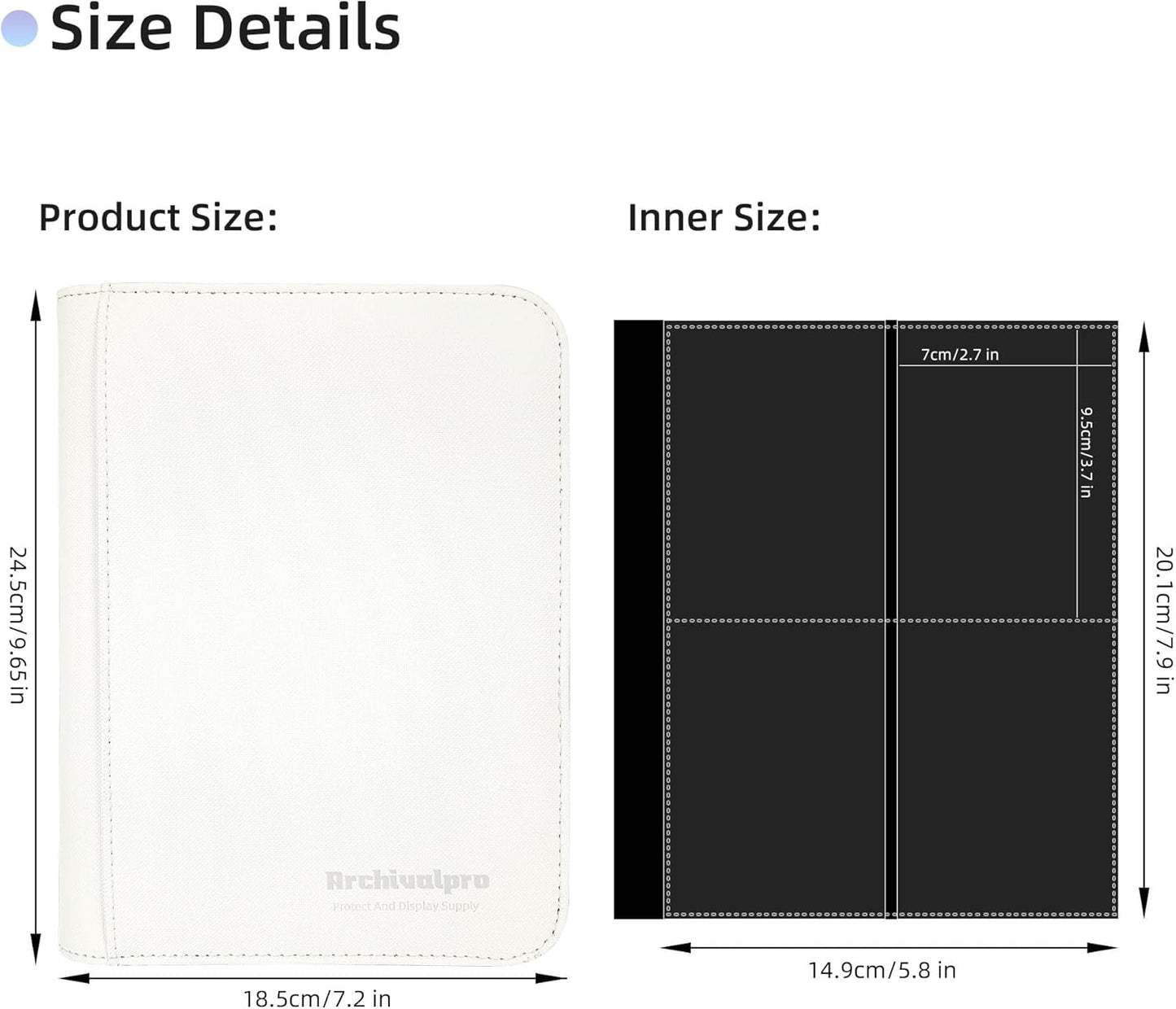 4 Pockets Premium Card Binder 160 Cards Trading Card Binders No Ring Card Storage Display Album(4 Pocket 160 Card Slot,White)