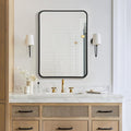 20x28 Rounded Rectangle Bathroom Mirrors for Over Sink, Black Vanity Mirror with Metal Frame Wall Mounted, Modern Farmhouse Mirror for Restroom, Bedroom, Entryway Decor