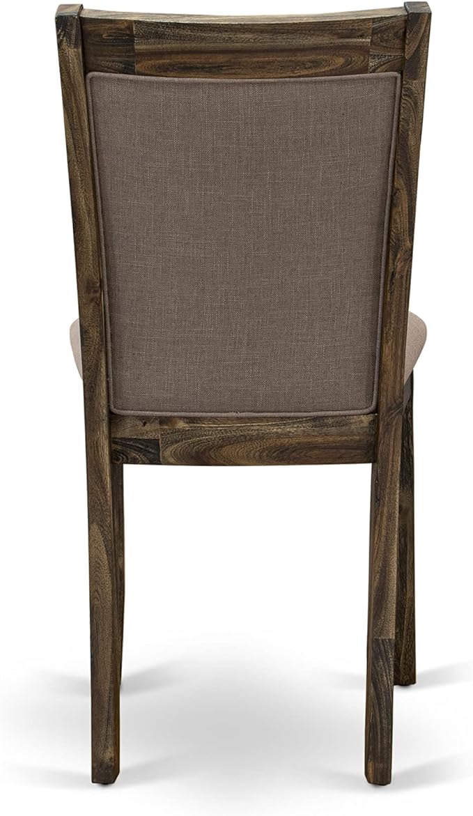 East West Furniture X727MZ748-9 9 Piece Dining Table Set Includes a Rectangle Dining Room Table with X-Legs and 8 Coffee Linen Fabric Upholstered Chairs, 40x72 Inch, Multi-Color