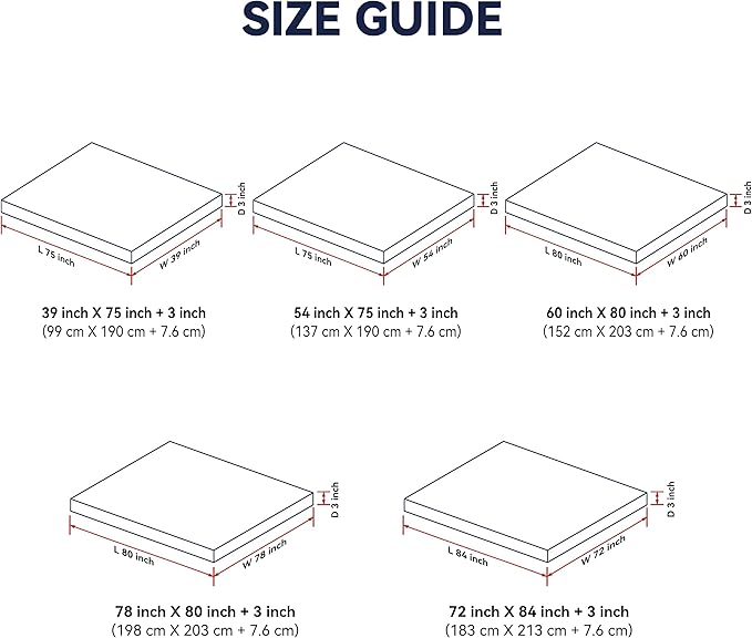 3 Inch White Goose Feather Mattress Topper,Twin Feather Bed Topper,Mattress Cover with Straps,Ultra Soft Pillowtop,100% Organic Cotton Fabric(39”x75”)