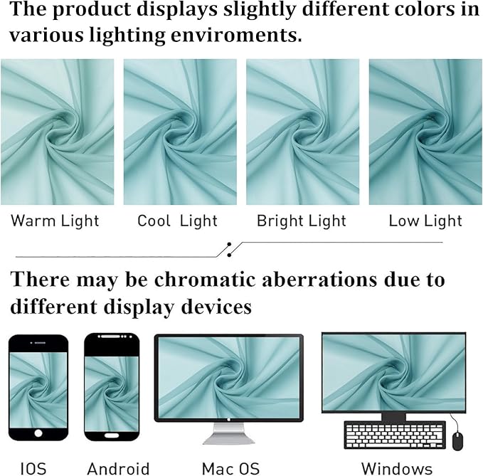 Lecloud Aqua Sheer Curtains for Living Room 72 Inches Long 2 Panels, Dual Rod - Image 4