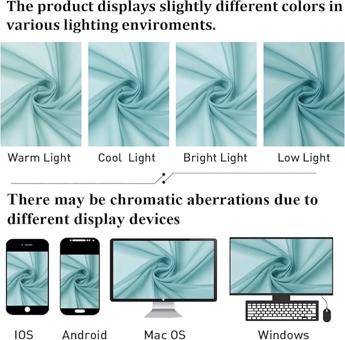 Lecloud Aqua Sheer Curtains for Bedroom 54 Inch Length 2 Pcs, Rod Pockets Solid - Image 4