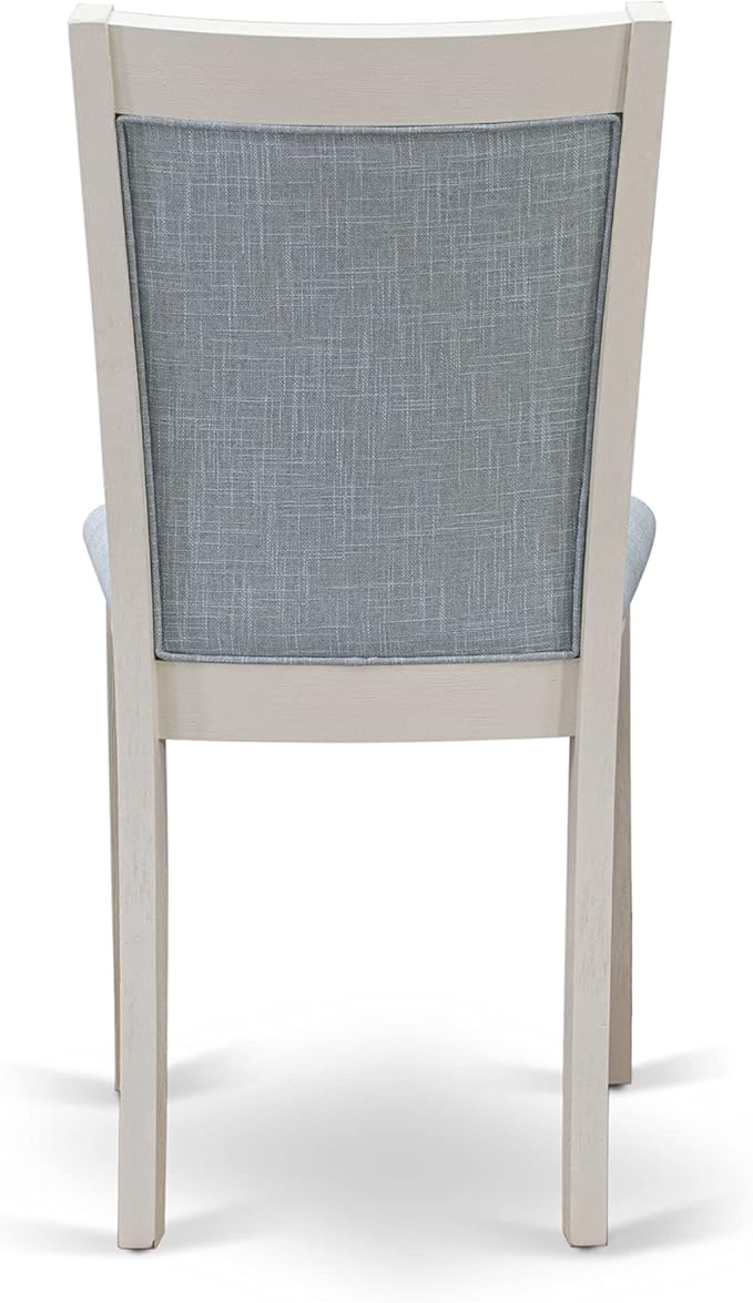 East West Furniture X027MZ015-9 9 Piece Dining Table Set Includes a Rectangle Dining Room Table with X-Legs and 8 Baby Blue Linen Fabric Upholstered Chairs, 40x72 Inch, Multi-Color
