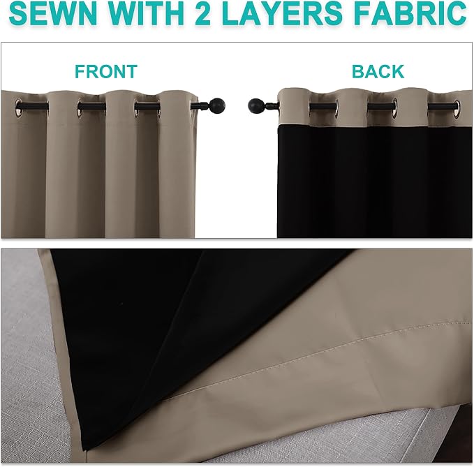 NICETOWN Full Shading Curtains 90 inches Long 2 Panels Set - Image 5