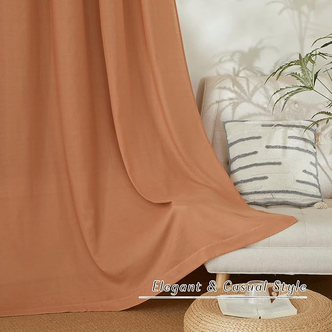 NICETOWN Thick Linen Burnt Orange Curtains - Image 6