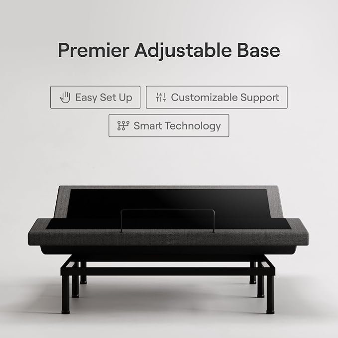 Nectar Luxe Queen Adjustable Base & 14” Mattress (New Version) - Head & Foot Incline - Medium Firm Memory Foam - Cooling Upgrade - 3 Massage Settings - 365-Night Mattress Trial & Forever Warranty