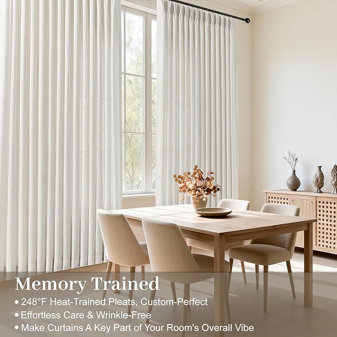 Extra Wide Pinch Pleated Linen Curtains - Image 4