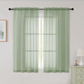 Sheer Sage Green Curtains for Bedroom Living Room 54 Inch Length 2 Panels Set by WelvetBLK