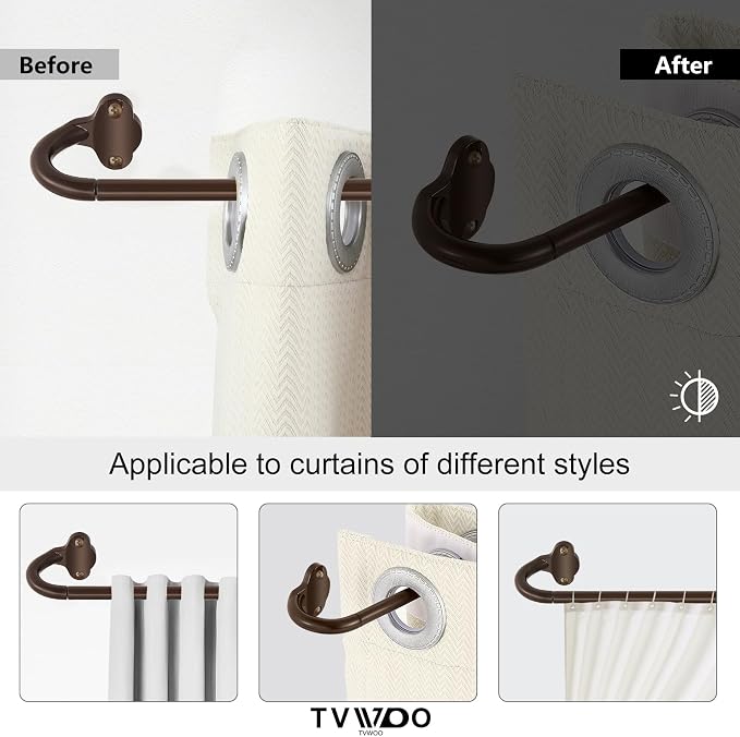 TVWOO Bronze Wrap Around Curtain Rods:5/8Inch Blackout Adjustable Window - Image 9