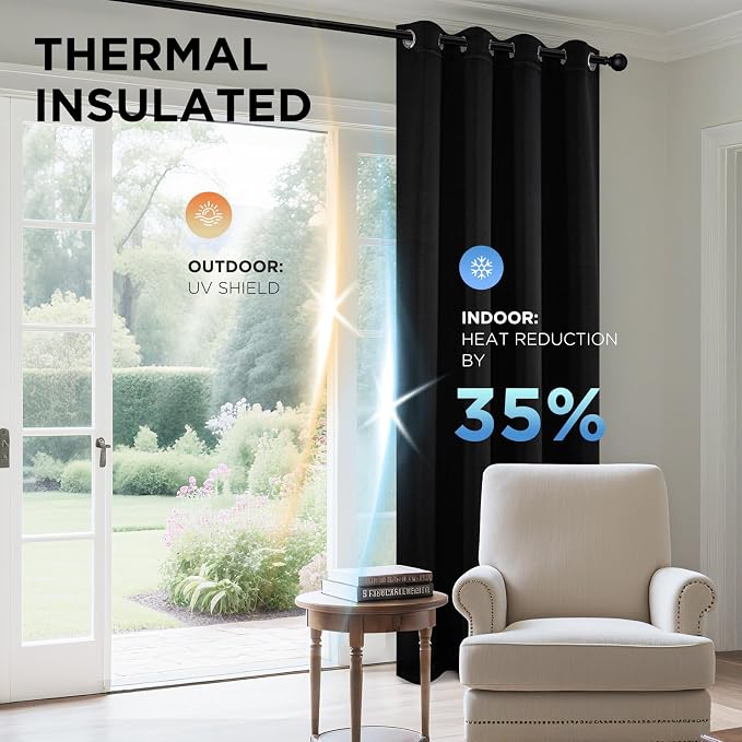 Joydeco Blackout Curtains 90 Inches Long, Room Darkening Grommet Drapes - Image 4