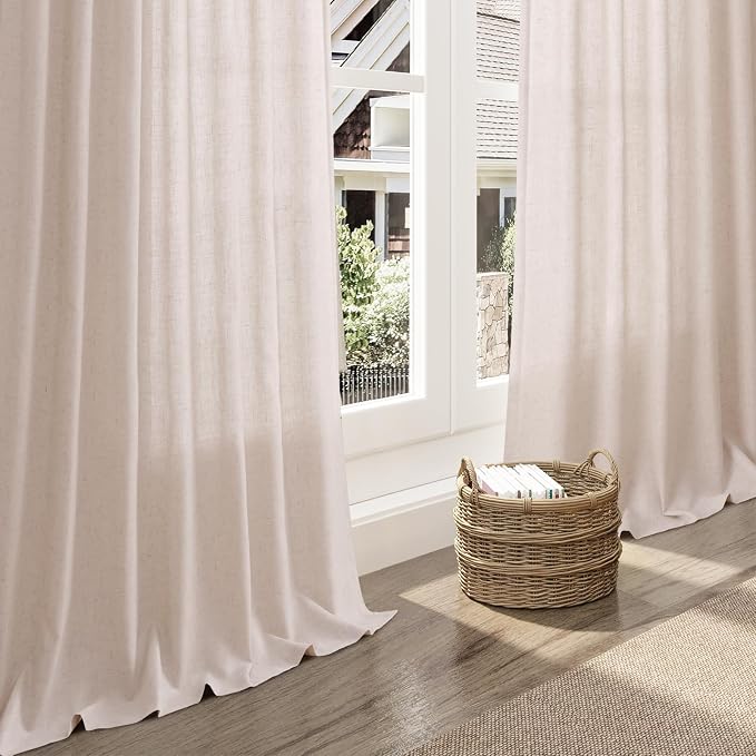 Nanspring Natural White Linen Curtains 120 Inches Long - Image 5