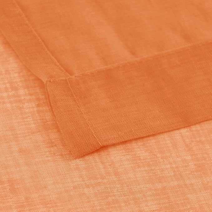 DWCN Sheer Orange Curtains 63 inch Length 2 Panels Set, Rod Pocket Solid Color - Image 4