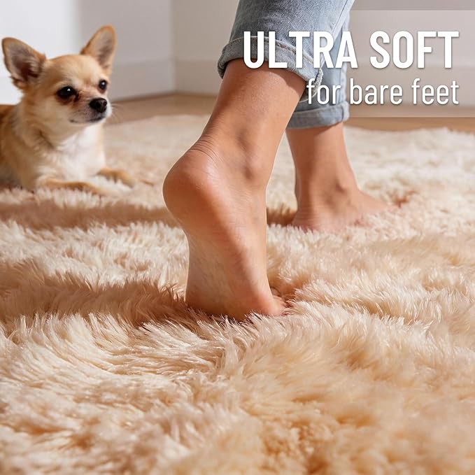OLANLY Beige Round Rugs for Bedroom - Image 4