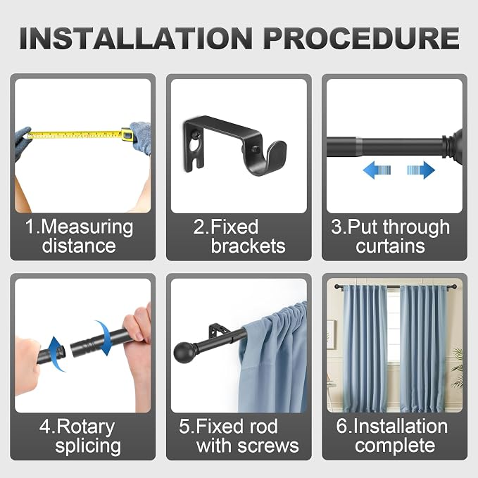 Black Curtain Rods for Windows - Image 7