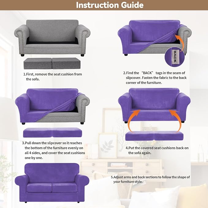 WEERRW Velvet Couch Covers for 2 Cushion Couch Sofa - Image 6