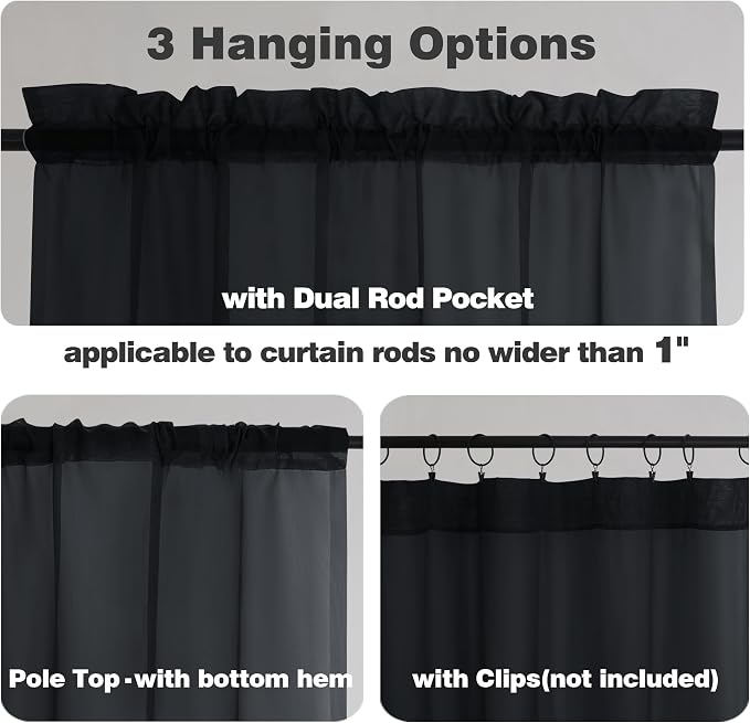 Chyhomenyc Sheer Black Valances - Image 4