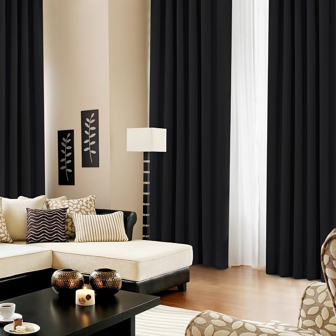 Deconovo Blackout Curtains, Thermal Insulated, W52 x L72 2 Panels, Back Tab - Image 4