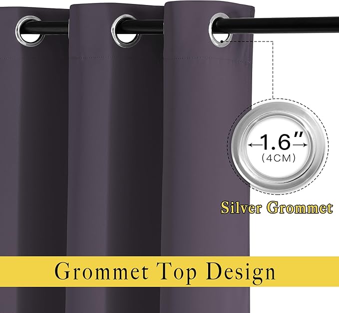 NICETOWN Blackout Bedroom Curtains 66 inches Long, Grommet Room Darkening - Image 2