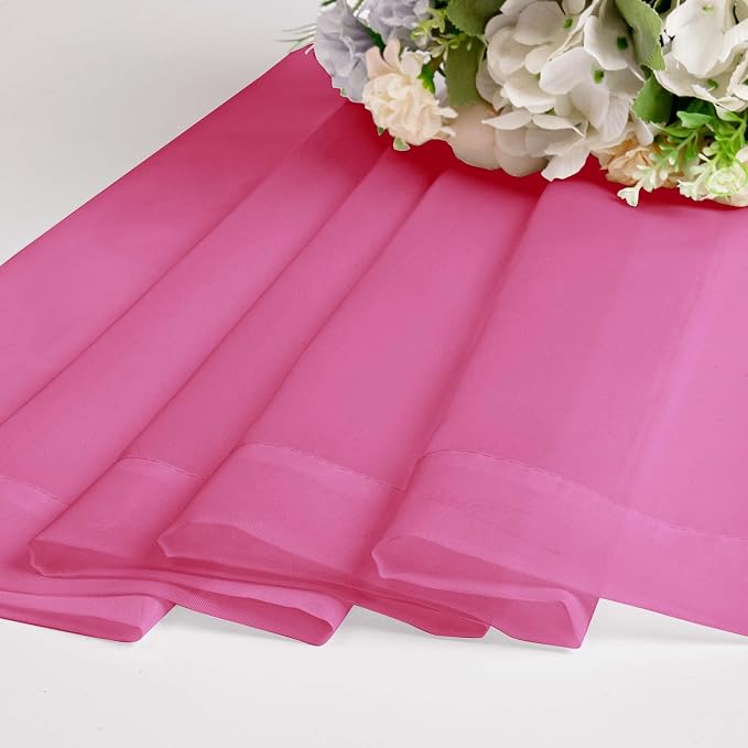 OWENIE Short Hot Pink Sheer Curtains 36 Inch Length 2 Panels Set, Kitchen Tiers - Image 7