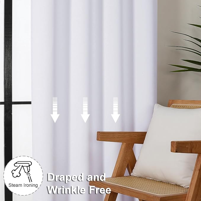 Simplebrand Ava Pure White Curtains 36 Inches Long 2 Panels, Light Filtering - Image 7