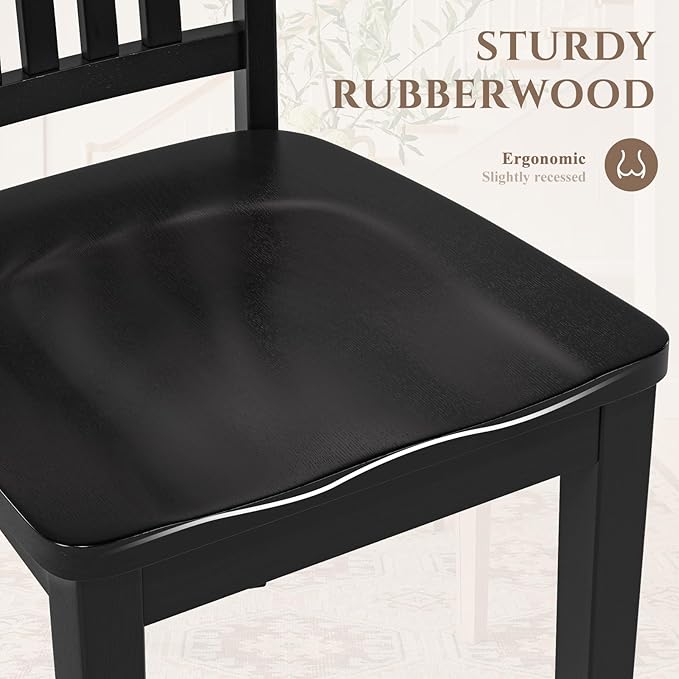 COLAMY Wooden Dining Room Chairs Set of 2, Spindle High Back Windsor Kitchen Side Chair, Farmhouse Dining Chairs for Kitchen, Dining Room, Black