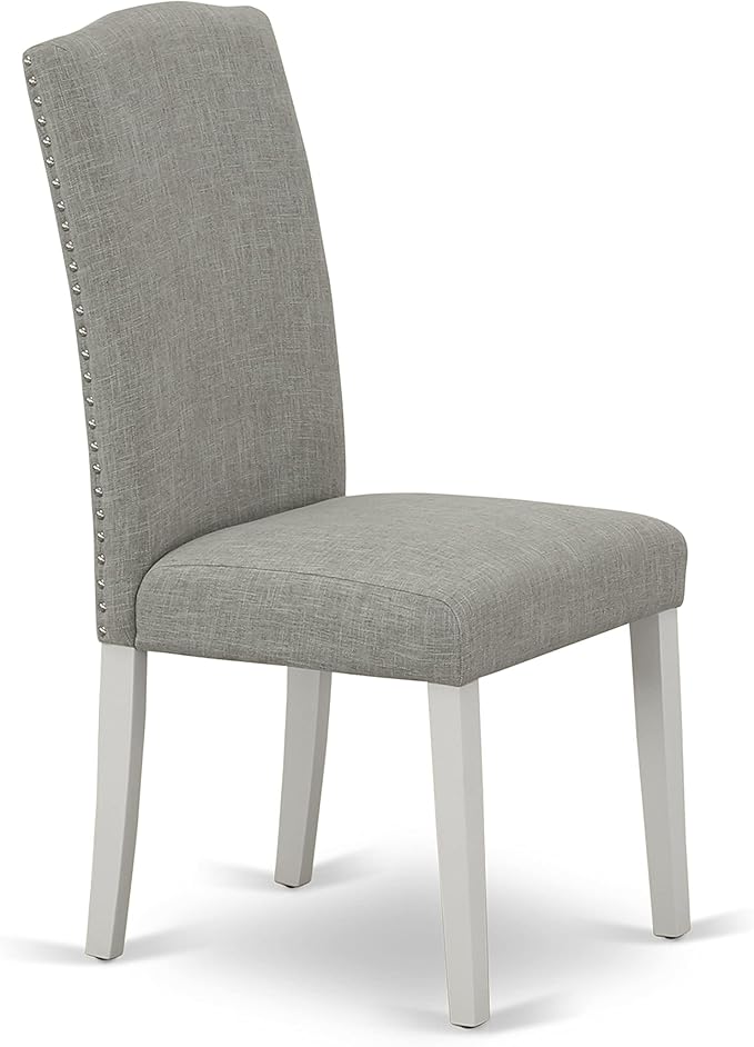 East West Furniture X027EN206-7 7 Piece Dining Room Furniture Set Consist of a Rectangle Dining Table with X-Legs and 6 Dark Shitake Linen Fabric Parsons Chairs, 40x72 Inch, Multi-Color